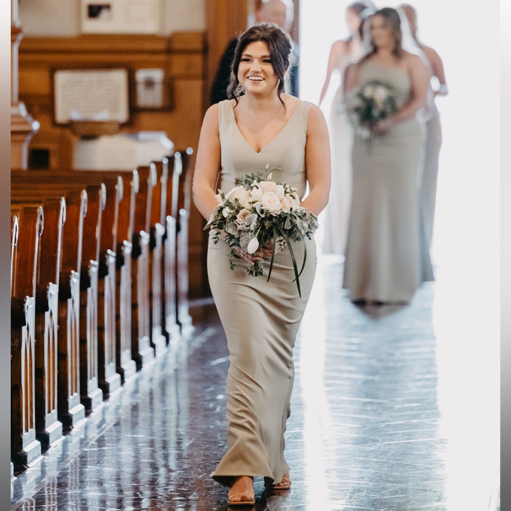 Revelry Silver Sage Crepe Dress